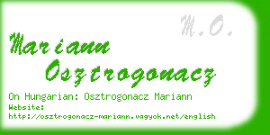 mariann osztrogonacz business card